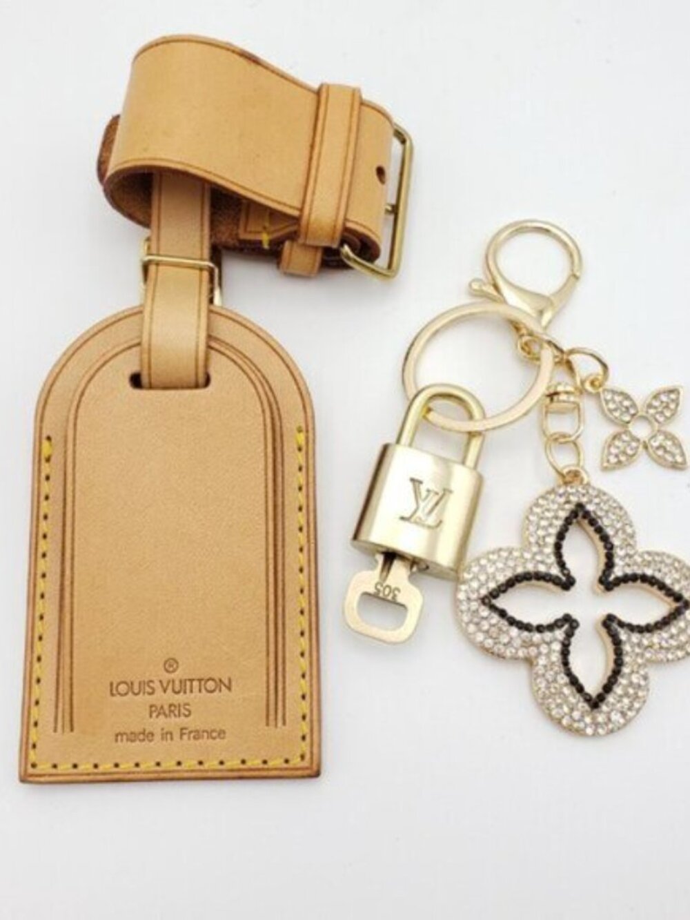 Authentic Louis Vuitton Luggage Nametag and Gold Padlock with Unbranded Keycharm - Picture 5 of 14